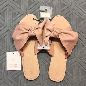 Lauren Conrad Blush Bow Slides NWT